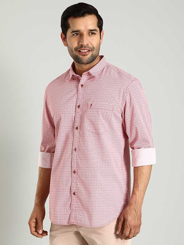 Indian Terrain Men's Regular Fit Full Sleeve All Over Print Red Shirt